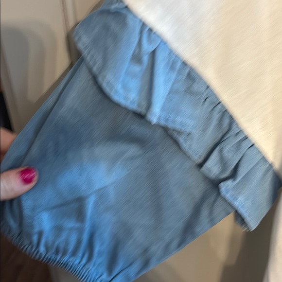 Laurie Felt French Terry Ruffle Shirt Cream sz sm - Picture 5 of 7